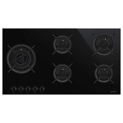 Smeg PV695LCNX Dolce Stil Novo Gas Hob, Black/Stainless Steel